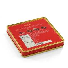 Square red chocolate tin box