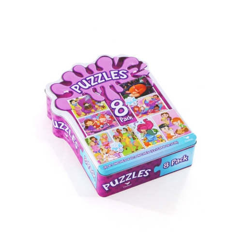 Irregular shape cute kids jigsaw puzzle gift packaging metal tin box