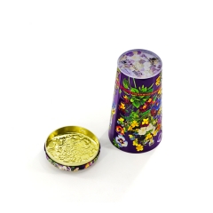 Flower print embossed design irregular cylindrical shape tin box