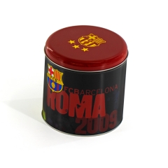 FC Barcelona Fan Round shape big size tin box food grade print gift package tin can