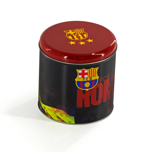 FC Barcelona Fan Round shape big size tin box food grade print gift package tin can