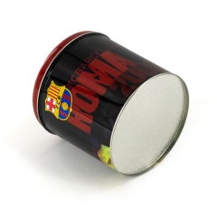 FC Barcelona Fan Round shape big size tin box food grade print gift package tin can