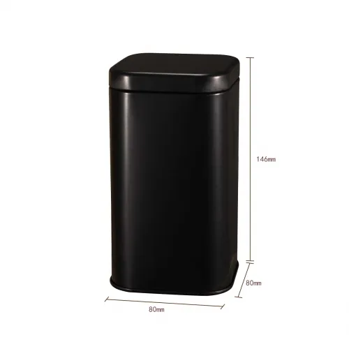 Elegant Black and Gold Square Tin Box with Hinged Lid for Storage 1