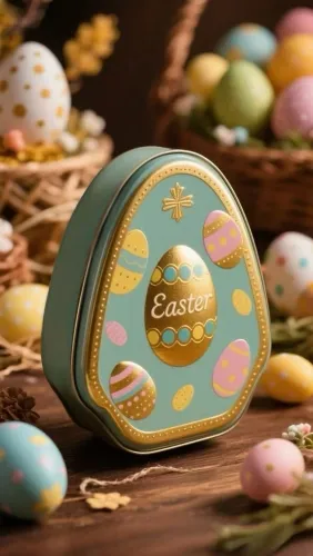 Easter Egg-Shaped Metal Tin Box for Holiday Treats and Gifts Packaging 1