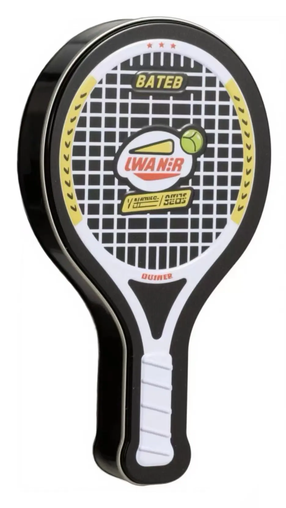 Tennis Racket-Shaped Metal Tin Box for Sweets, Snacks, or Collectibles 2