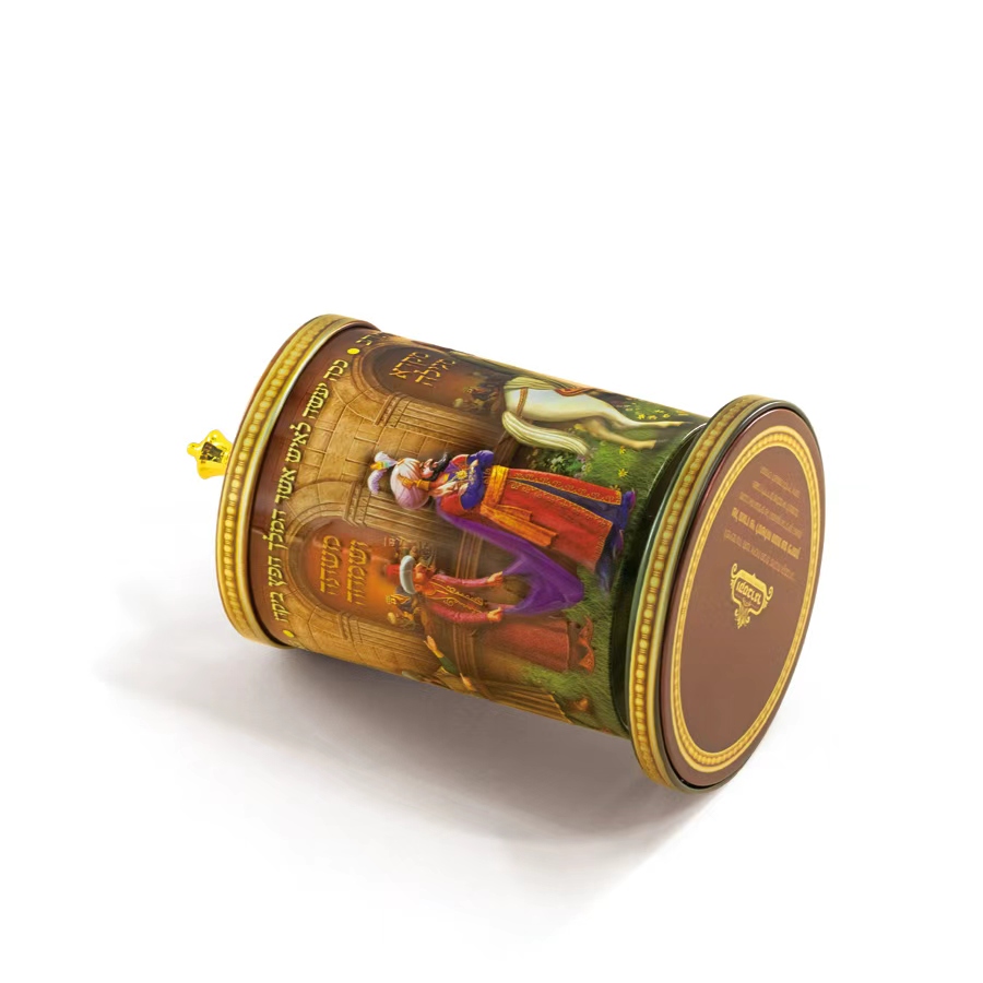 Carousel Tin Box with Jewish Festival Artwork Decorative Metal Prayer & Gift Box 4