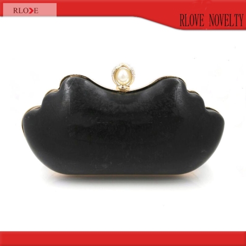 Pearl Lock Head Shell Shape Evening-Bag Box And Metal Frame H-022