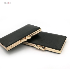 Factory Handmade Customized Light Gold Double Head Lock Clutch Plastic Box Metal Frame For Bag Accessories