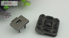 New style design colorful diamond decoration square metal plug closure lock for bag RL-BLK095