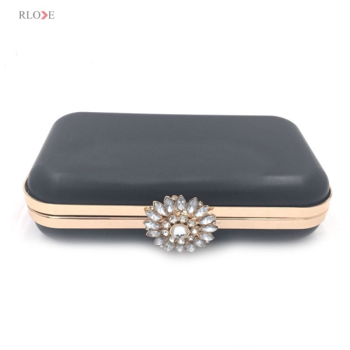 Rhinestone Decorative Evening Clutch Bag Box And Metal Frame L-030