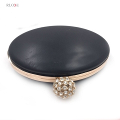 Oval shape flower ball head purse box metal frame with diamond decorative L-024