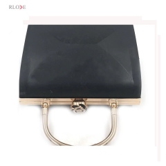 Square shaped gold color evening bag box and metal frame L074