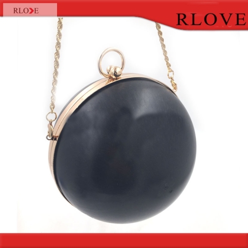 Round shape metal box purse frame with plastic shell L-042