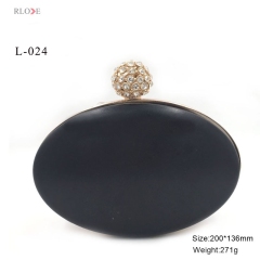 Oval shape flower ball head purse box metal frame with diamond decorative L-024