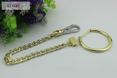Shiny gold metal bag d ring buckle with hooks RL-DR052