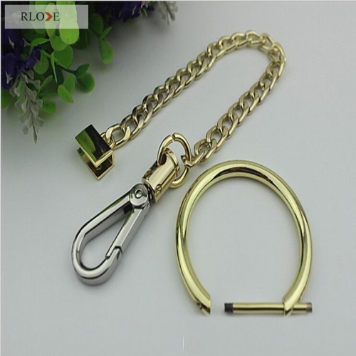 Shiny gold metal bag d ring buckle with hooks RL-DR052