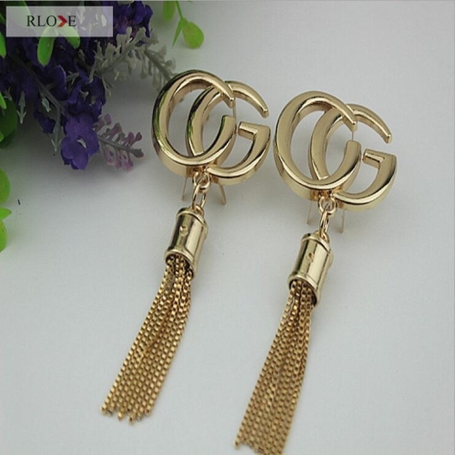 Custom made design metal logo bag charms pendant with tassel RL-LCP015