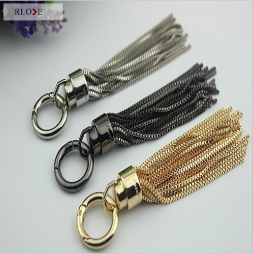 Gunmetal Color Keychain Spring Hooks Metal Bell Pendant with Tassel RL-LCP028