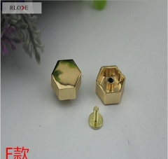 Custom brass hexagonal edge head decorative metal snap rivets button studs for leather bags RL-RT015
