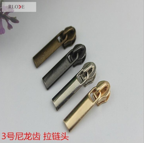 Fancy customized 3# nylon teeth metal zipper slider and puller RL-ZP010