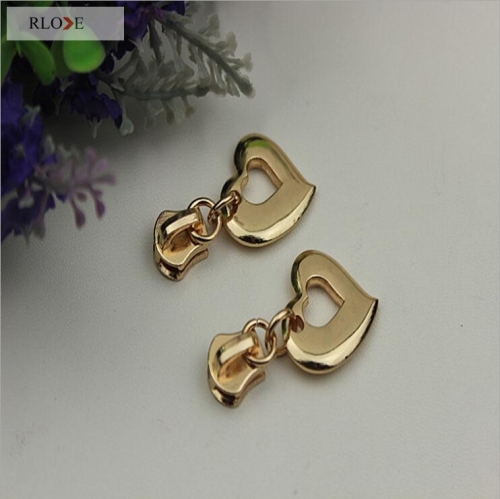 Luxury gold 5# heart shape metal puller slider RL-ZP007