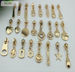 No.20 New design flower pattern shiny gold metal puller slider for handbag RL-ZP024-20#