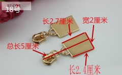 No.18 Custom Irregular Square Shape Gold Metal Zipper Pull RL-ZP024-18#