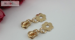 No.20 New design flower pattern shiny gold metal puller slider for handbag RL-ZP024-20#