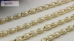 11MM width white pearl decoration purse accessories metal chain for bags strap RL-BMC022
