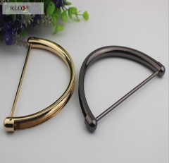 Simple custom D shape zinc alloy metal handbag handle RL-HBH024