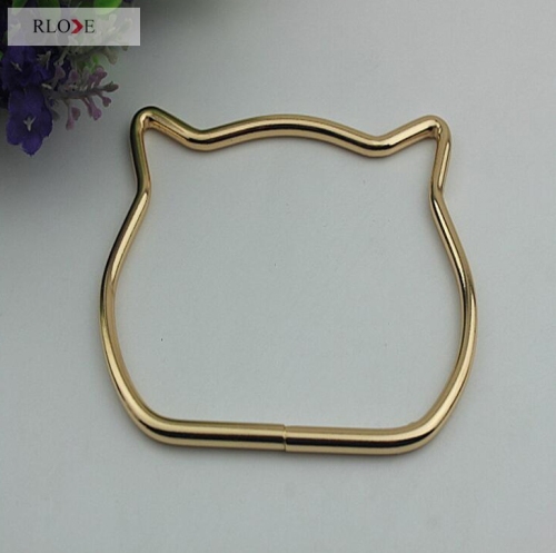 Cheap custom cute cat head shape iron metal handle for handbag RL-HBH021