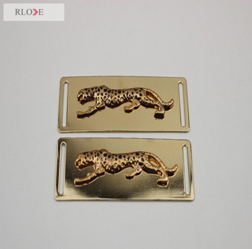 Custom 8X2.6cm shoes hardware gold leopard iron metal plate decoration buckles RL-SIP002