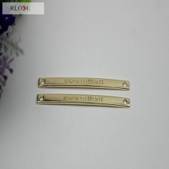 High quality gold metal debossed logo shoelace tags RL-SIP016