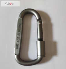 Heavy duty climbing hiking aluminium flat D shape carabiner hook with screw lock RL-CH028