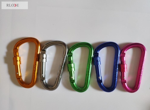 Various pure color fashion aluminum metal carabiner hooks with logo letters RL-CH025