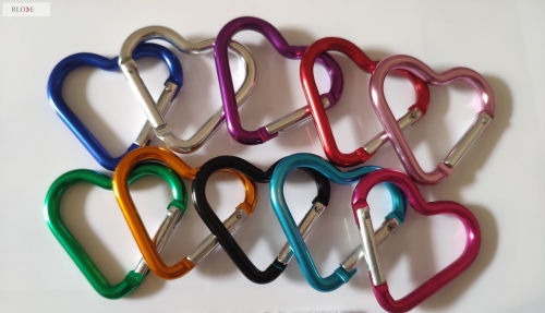 Multi-colorful love-heart type fashion metal carabiner spring hooks for key buckles RL-CH035