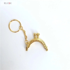 Wholesale DIY 4cm Half Round Embossed Sew In Metal Clasp Coin Purse Bag Frame With Key Ring RL-PMF0002