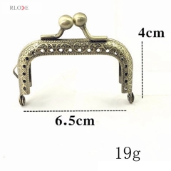 Wholesale Square Embossed Antique Bronze Metal Kiss Clasp Purse Frames RL-PMF0005-0012(6.5/7.5/8.5/10.5CM)