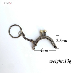 Wholesale DIY 4cm Half Round Embossed Sew In Metal Clasp Coin Purse Bag Frame With Key Ring RL-PMF0002