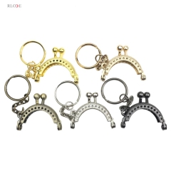 Wholesale DIY 4cm Half Round Embossed Sew In Metal Clasp Coin Purse Bag Frame With Key Ring RL-PMF0002