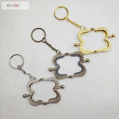 Wholesale DIY 4cm Metal M Shape Kiss Clasp Mini Clip Sewing Coin Purse Bag Frames With Key Ring RL-PFM0001