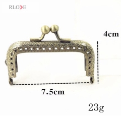 Wholesale Square Embossed Antique Bronze Metal Kiss Clasp Purse Frames RL-PMF0005-0012(6.5/7.5/8.5/10.5CM)