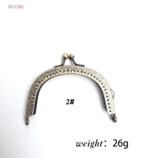 8.5cm Embossing Arc Coin Antique Brass Kiss Lock Metal Sew-in Bag Purse Frames RL-PMF0076&0077