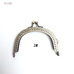 8.5cm Embossing Arc Coin Antique Brass Kiss Lock Metal Sew-in Bag Purse Frames RL-PMF0076&0077