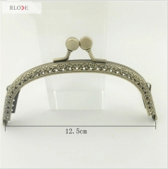 Wholesale 12.5cm Arc Printing Round Flat Head Coin Metal Screw Purse Frame RL-PMF0158