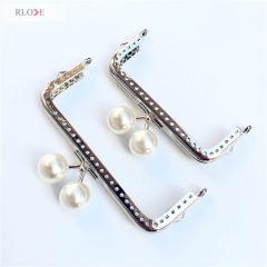 Wholesale 12.5cm 10.5cm Square Smooth Sew In Bags Pearl Head Metal Coin Purse Frame RL-PMF101S