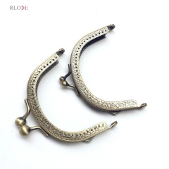 8.5cm Embossing Arc Coin Antique Brass Kiss Lock Metal Sew-in Bag Purse Frames RL-PMF0076&0077