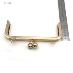 Fashion Hardware Accessories Custom Gold Kissed Double Ball Lock Head Wallet Metal Purse Frame 18.2 X 7.5 CM