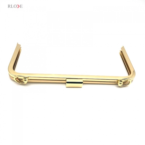 Bag Hardware Accessories Custom Wallet Metal Purse Frame Light Gold With D Rings 20.3 x 10 CM