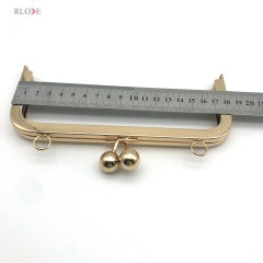 Fashion Hardware Accessories Custom Gold Kissed Double Ball Lock Head Wallet Metal Purse Frame 18.2 X 7.5 CM